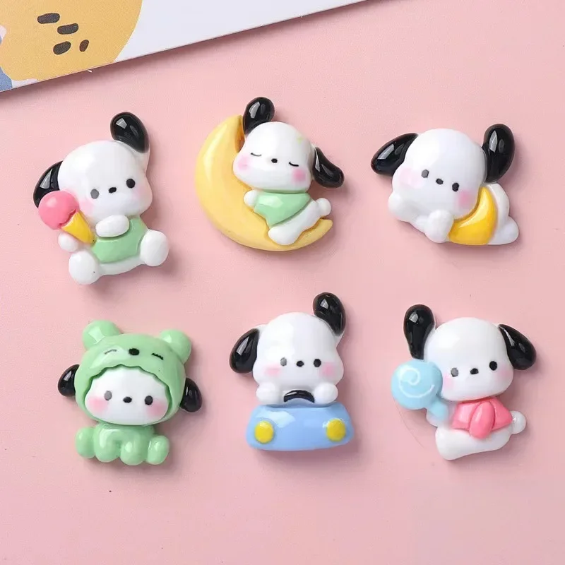 5pcs miniso pochacoo resin accessories DIY cream glue phone case phone chain DIY keychain cartoon resin flatback