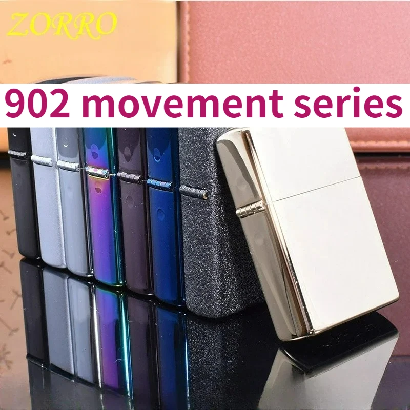 ZORRO Classic Kerosine Lighter Light Purple Brass Lighter 902 Model Ancient Silver Rolling Flower Light Plate Lighters Wholesale
