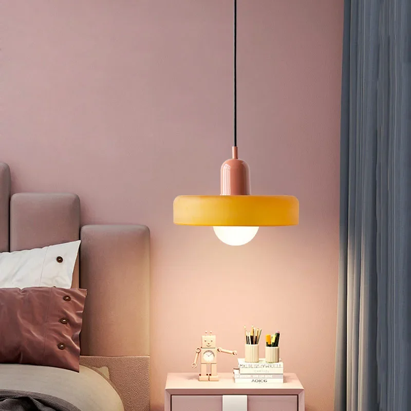 Nordic minimalist pendant light with glass candy color E27 home decoration living room bedroom dining table pendant light