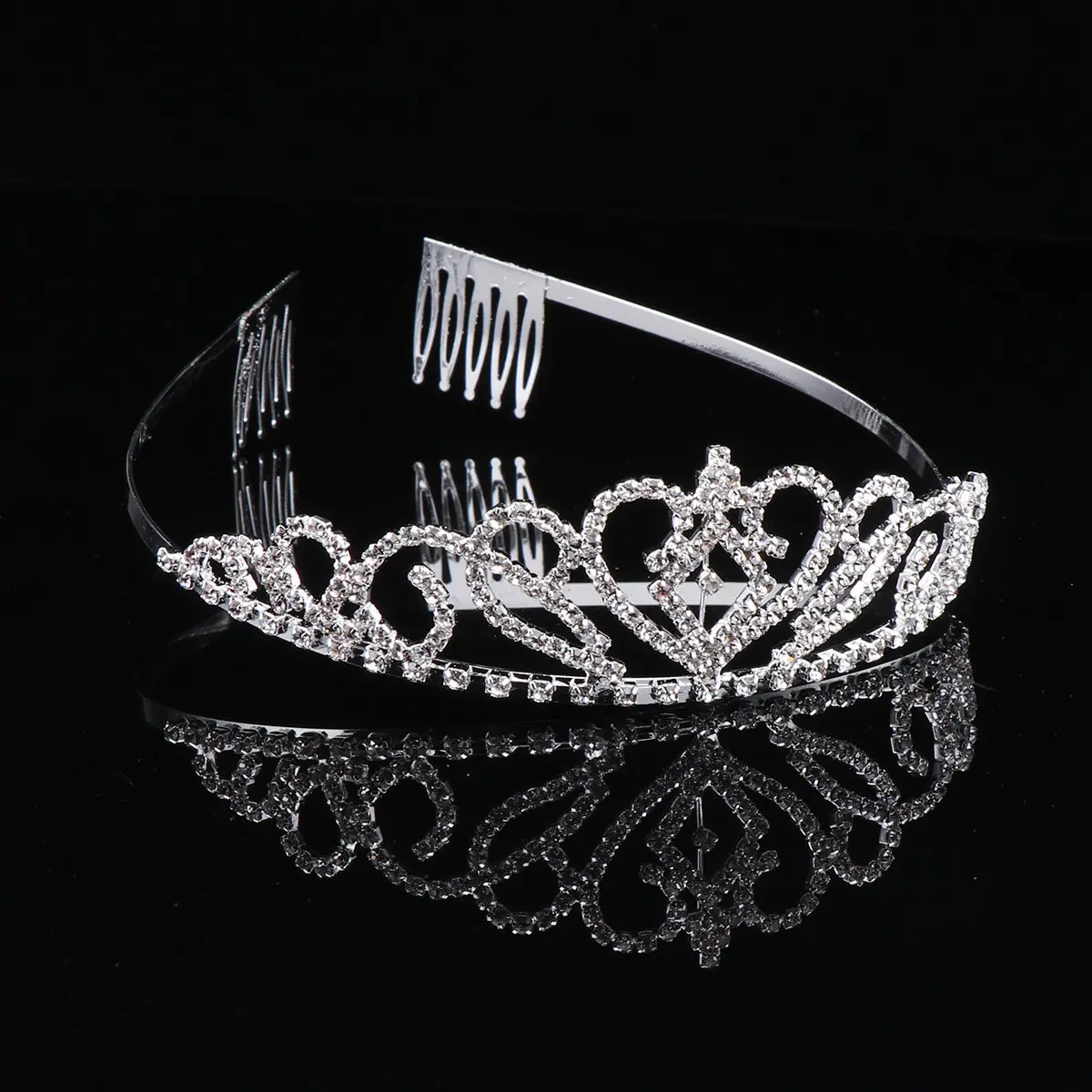 4Pcs Rhinestone Hair Tiara Crown Headband for Girls Women Wedding Bridal Party Engagement Shiny Finish Fine