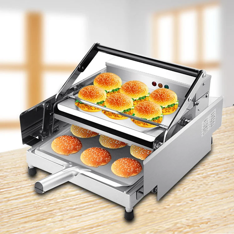 Small Electric Automatic Burger Making Machine Hamburger Burger Bun Toaster Maker Machine Motor CE Stainless Steel