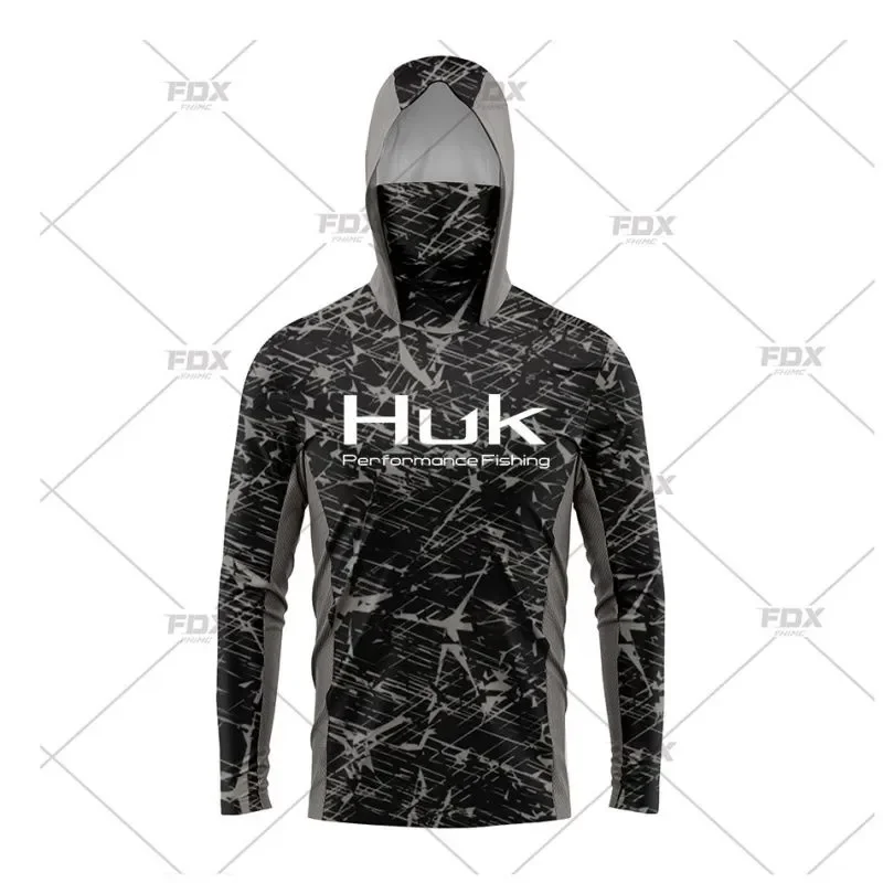 

2026 Summer Men's UPF 50+ Huk Sun Protection Hoodie Shirts Long Sleeve Lightweight SPF Outdoor UV Hiking Fishing Shirts
