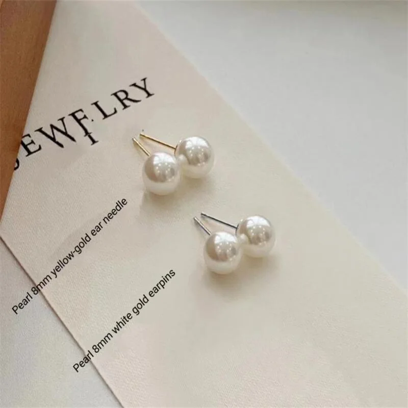Senlissi-neue Mode 18 Karat Gold Nadel natürliche Süßwasser weiße Perle 4-12mm 925 Sterling Silber Ohr stecker für Damen schmuck – Detail 4
