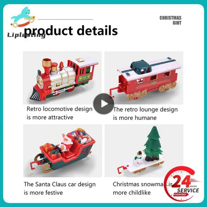 Coche de riel de Navidad eléctrico 3 en 1, montaje Retro, modelos de Mini tren, decoraciones para el hogar, vehículos para niños, coche de juguete, regalos de navidad