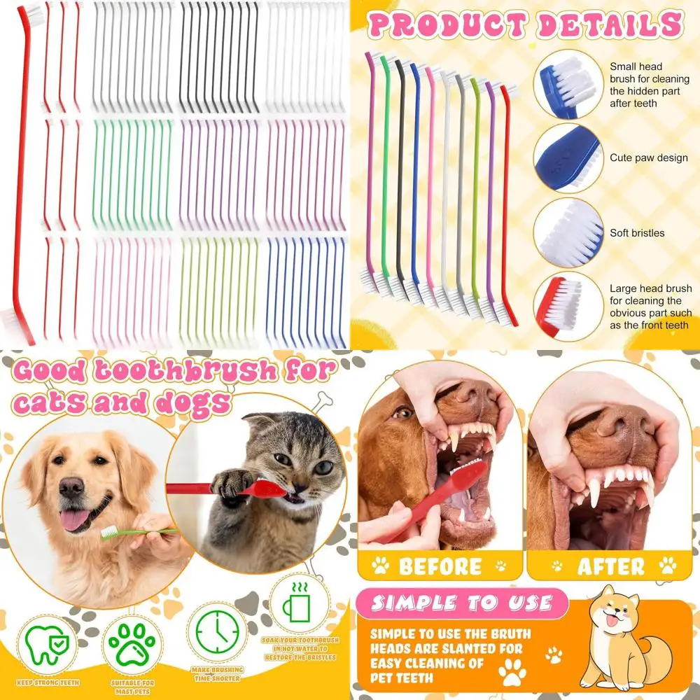 

Набор зубных щеток с двумя головками для собак - 600 шт., комплект для ухода за зубами для щенков, маленьких и крупных собак, кошек, 15 вариантов цветов
