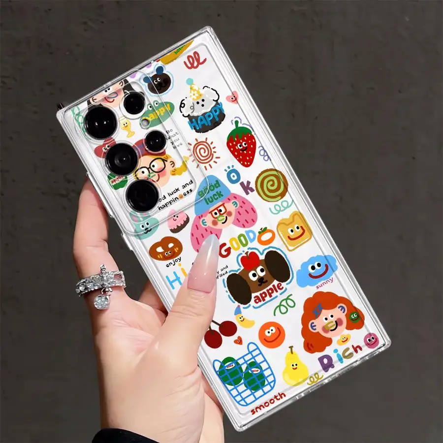 Funda para Samsung Galaxy S26 Ultra S25+ S20 S22 S21 S23 Note 10 20 S24 FE S26+ S25 Plus S10, Carcasa Transparente con Diseño de Animalitos Felices