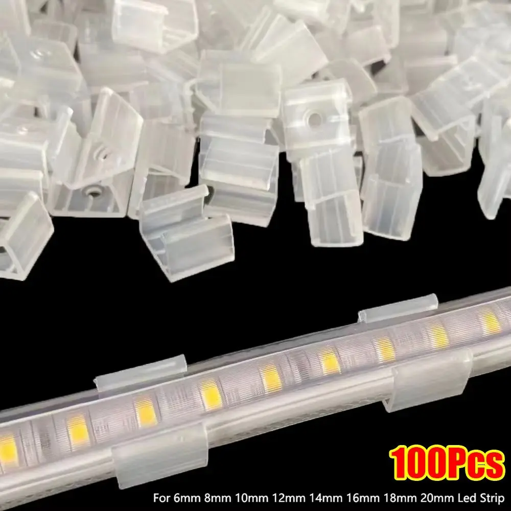 100Pcs 220V Flexible COB LED Strip Fixed Clips Plastic 8-20mm Light Mounting Buckle Lamp Holder Fitting 5050/5730/2835