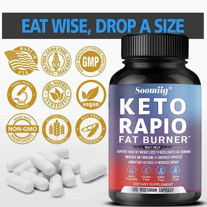 BHB Ketogenic Fat Burner Capsules Burn Belly Fat Muscle Growth Nutrition Speed Up Metabolism Metabolism Suppress Appetite