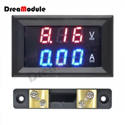 DC 100V 50A Mini Digital Voltmeter Ammeter 50A 75mV Shunt Ampere Voltage Ammeter Detector Tester LED Red and Blue Dual Display