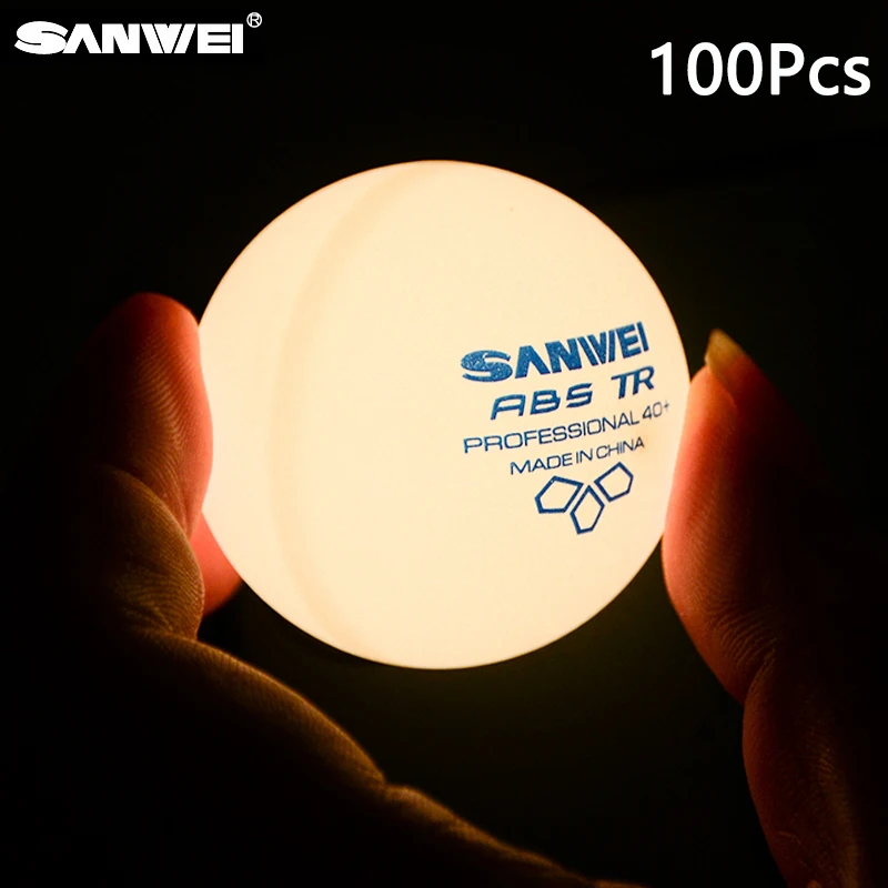 

SANWEI ABS мячи для настольного тенниса, 100 шт./упак., TR 3-звездочный белый, новый пластиковый материал, 40+ профессиональных мячей для пинг-понга для клубных тренировок