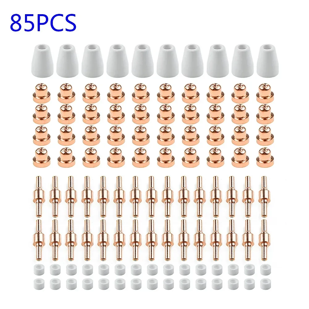 Precision Crafted PT31 LG40 Air Plasma Cutting Consumables Kit with 30 Tips 15 Electrodes 10 Shield Cups and 30 Swirling Rings