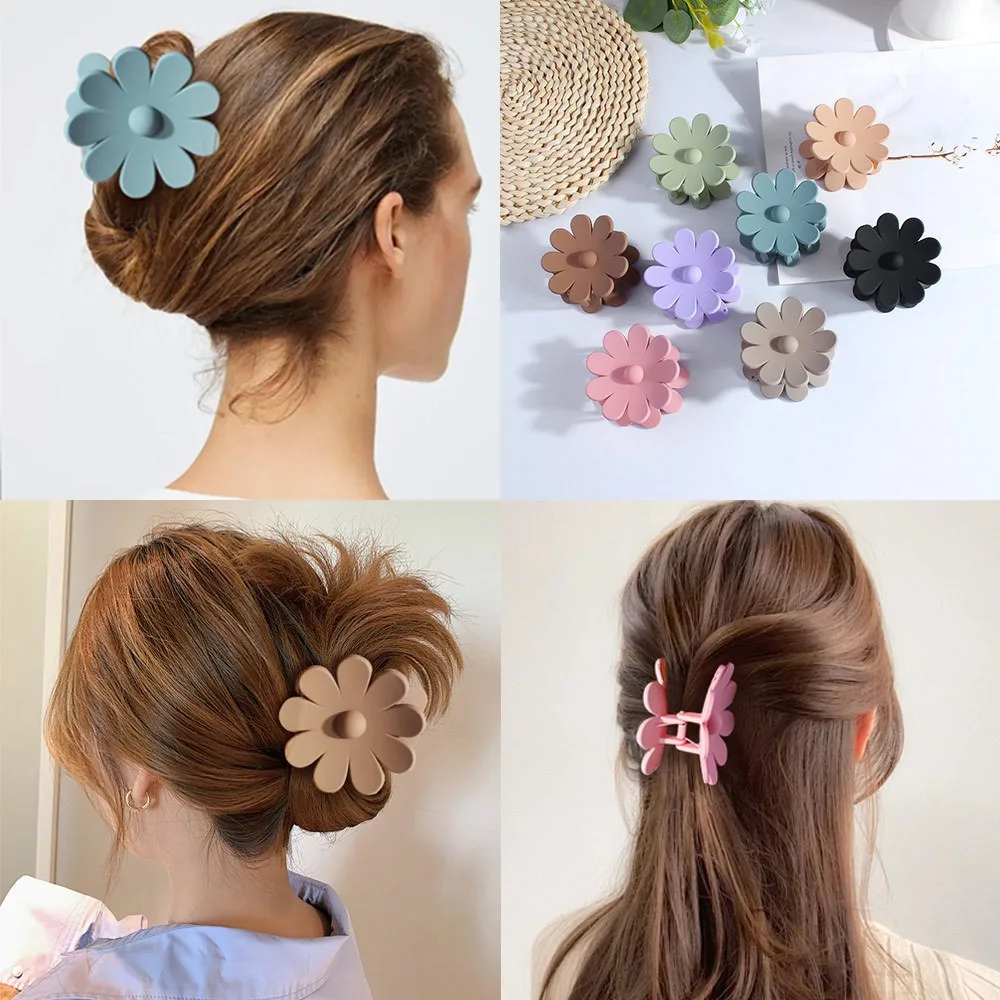 

Нежный корейский цветочный зажим для волос большие милые цветочные бусины зажим для утконоса Нескользящие аксессуары для волос боковой зажим для женщин