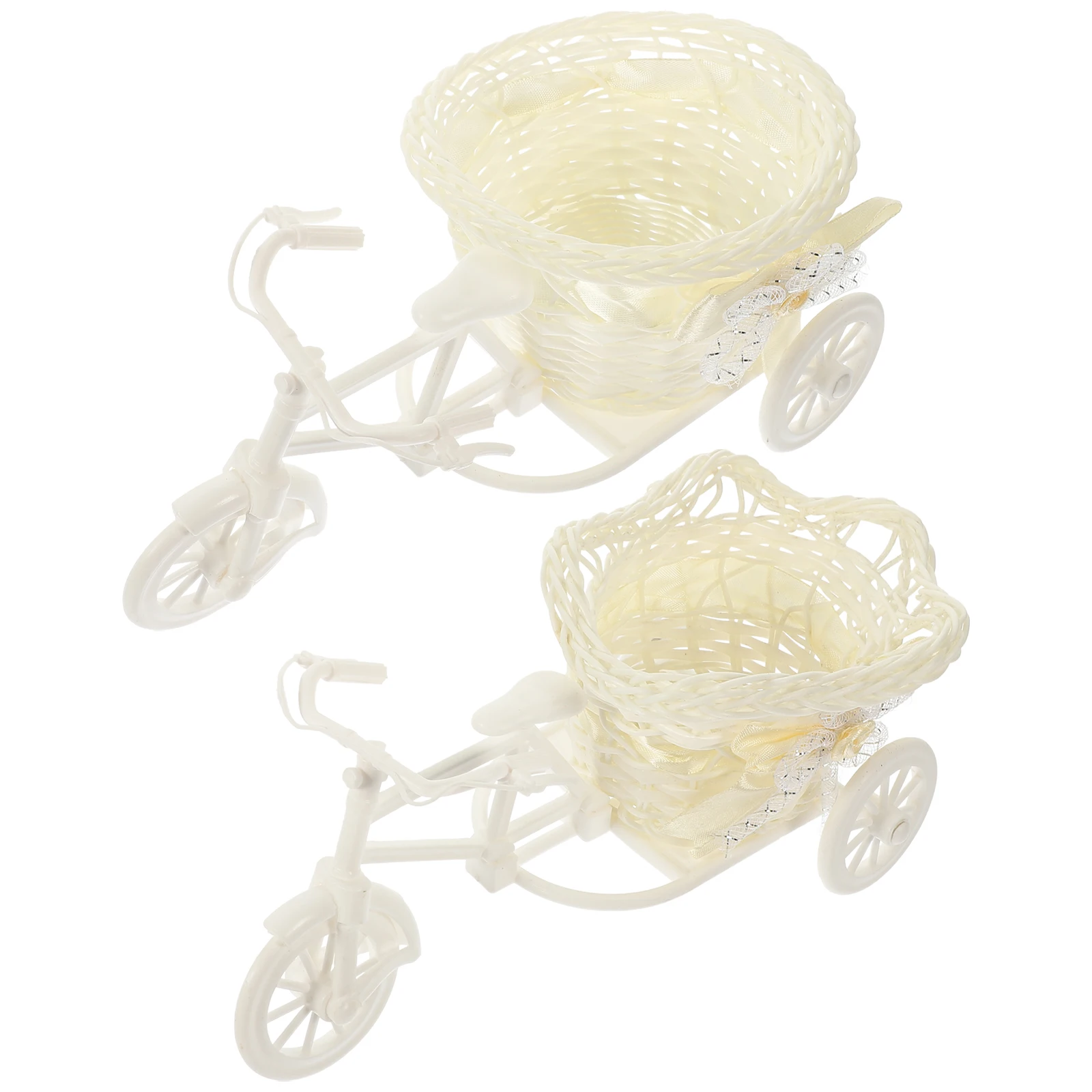 

2pcs Rattan Tricycle Decoration Creative Bike Ornament Home Storage Basket Crafts Wedding Party Photography Scene Decoration