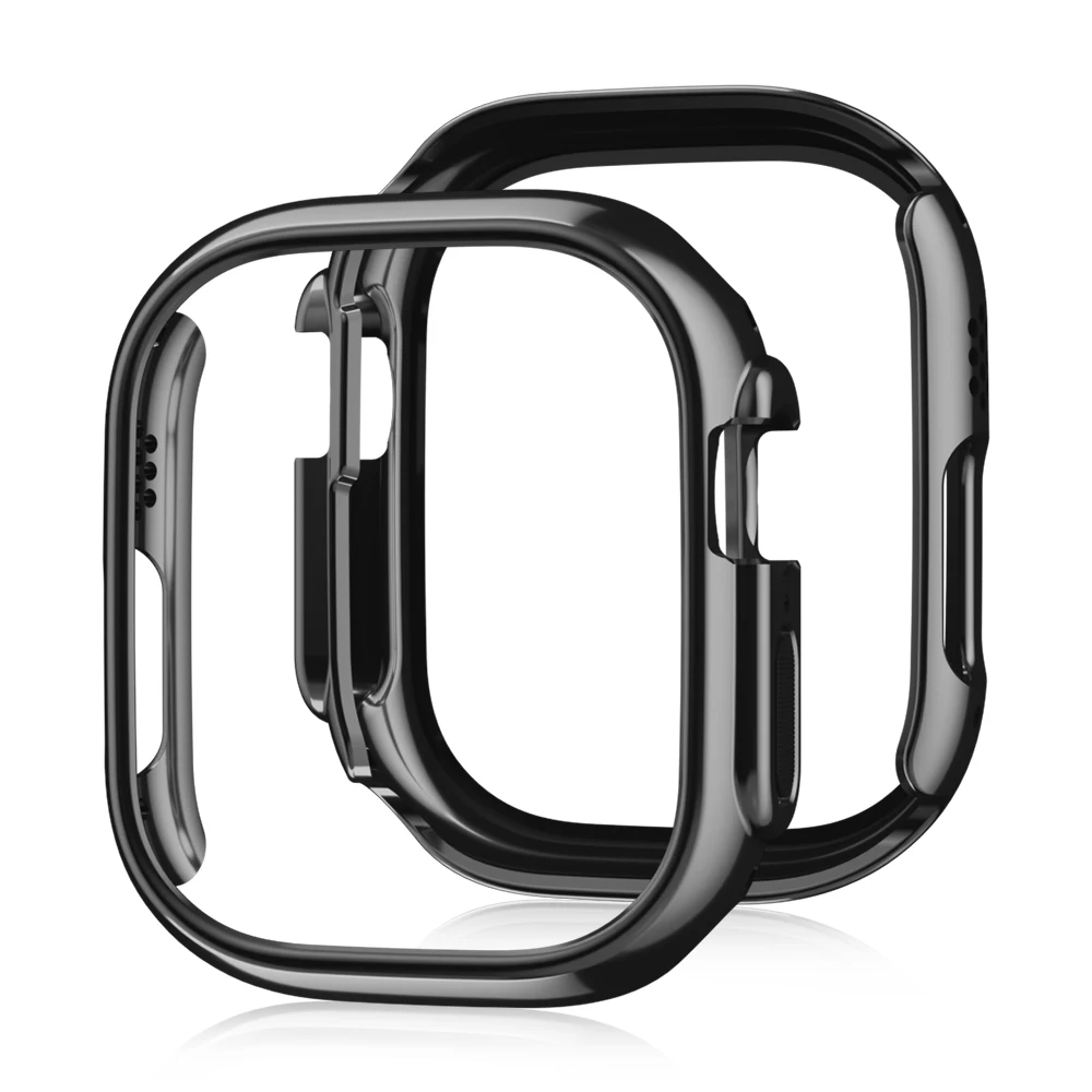 For Apple Watch 45mm 41mm 38mm 42 40mm 44 Plated Skeleton Cover Hard PC Bumper Case Frame for IWatch SE 10 8 7 6 5 4 3 2 1 Case