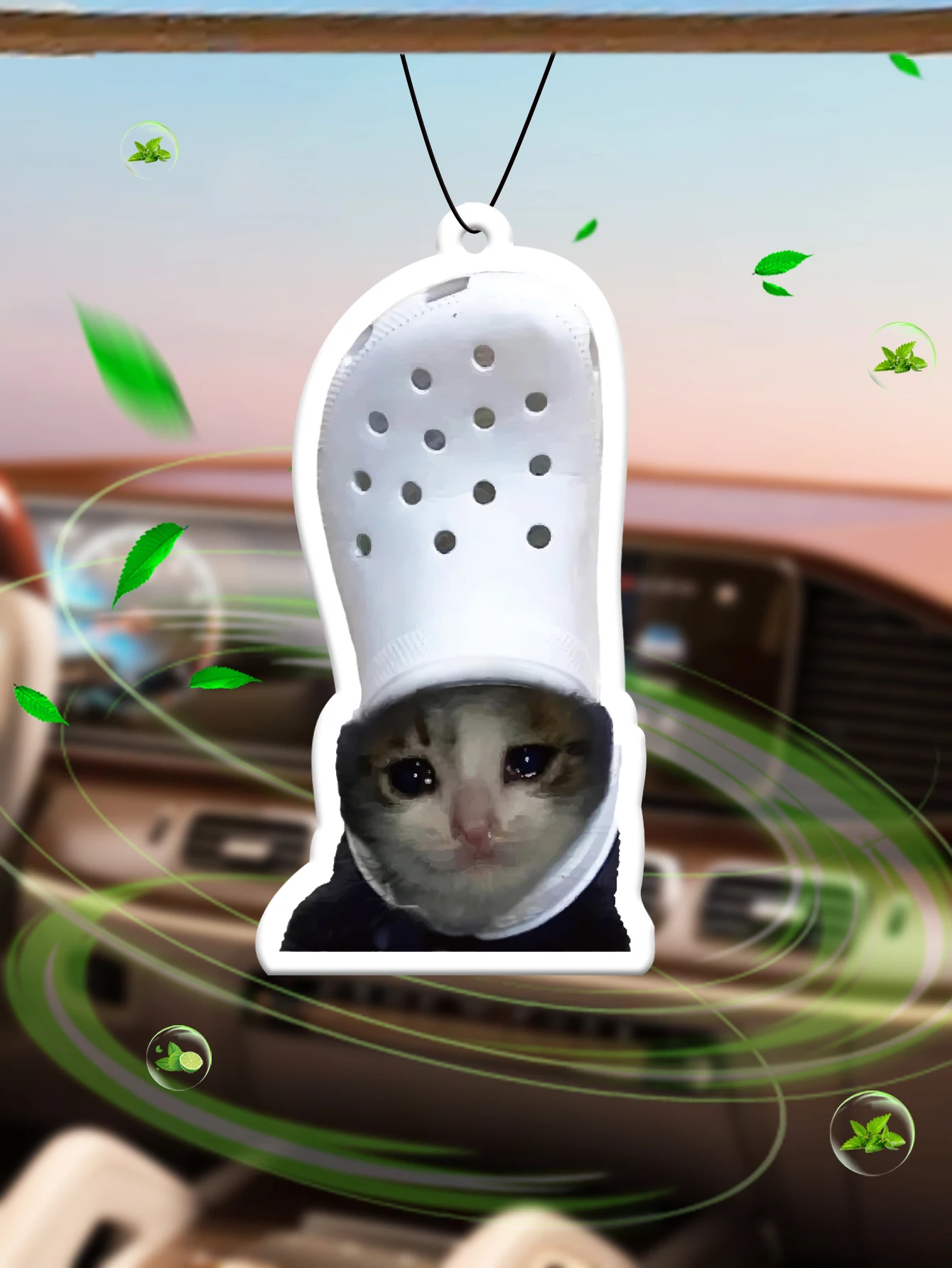 His Majesty His Majesty: Funny Cat Expression with Crocs Hat Non-Toxic Car Air Freshener (Sea Salt and Aloe Vera) Car Air Freshener, Injection Essential Oil | Continuously Exceeds 60 Days |   Car Vent Clip Scent Box Refill, Hanging, Ifra Safety Detection, Rearview Mirror Hanging Scent Car Aromatherapy Tablets, Room, Bedroom, Toilet, Wardrobe Deodorant, Gift for Friends