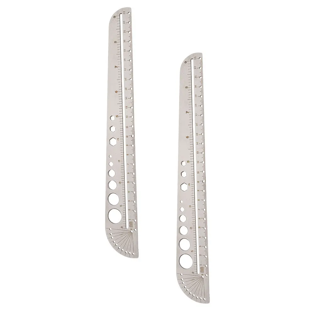 2pcs Stainless Steel Ruler Multifunctional Measuring Tool Precision Scale Straight Edge For Home Office School Workshop Drawing