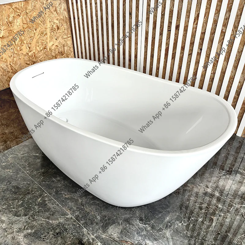 Kk Free-standing Thermal Insulation Adult Simple Acrylic Bathtub, Thin-edged Princess Tank, Large Backrest Bathtub