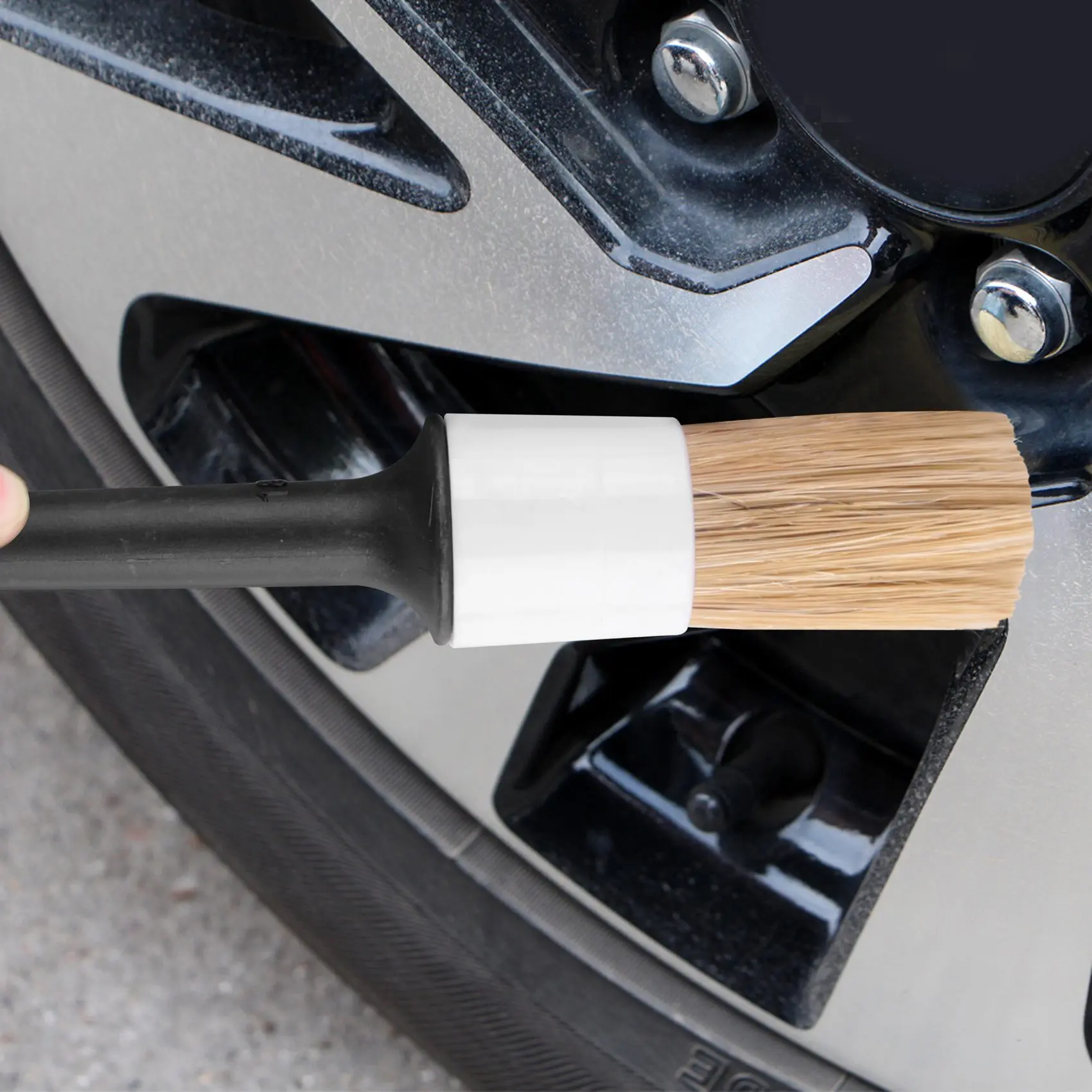 

Professional Natural Boar Hair Detail Brush (Set Of 5),Premium Detail Brushes For Engines, Wheels, Interior, Leather, Trim,Air V