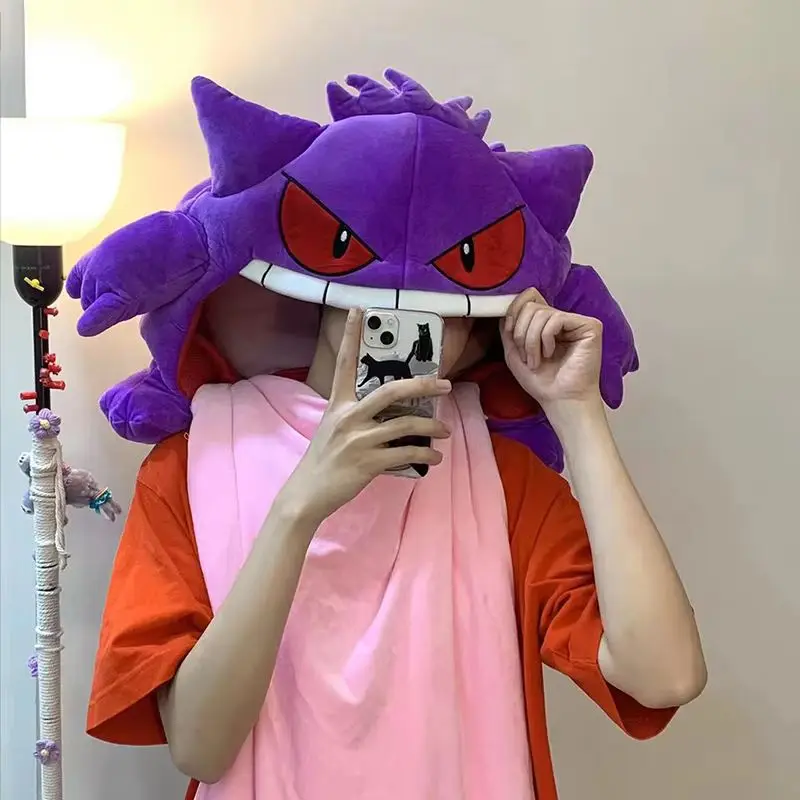 Nowy Pokemon Gengar Kreskówka Anime Kawaii Elf Poduszka do Spania Koc do Drzemki Podwójnego Przeznaczenia Zabawki Lalka Super Miękki Duży Dziób Prezenty