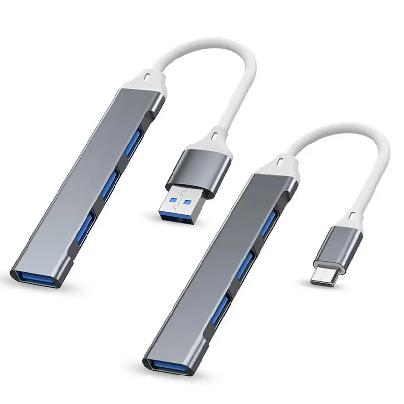 4 Poort Usb 3.0 Hub Usb Hub Hoge Snelheid Type C Splitter 5Gbps Voor Pc Computer Accessoires Multiport Hub 4 Usb 3.0 2.0 Poorten 2024