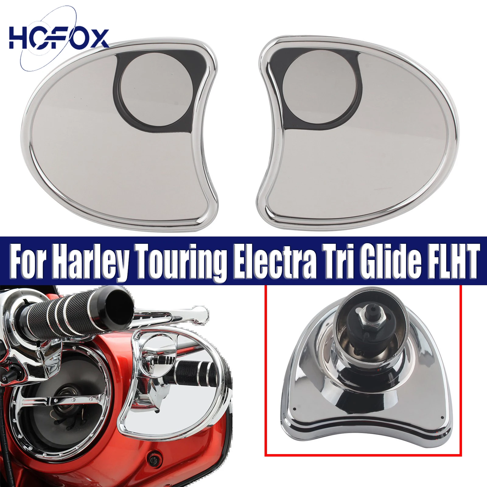 

For Harley Touring Electra Tri Glide FLHT Motorcycle Chrome Rearview Fairing Mount Side Mirrors