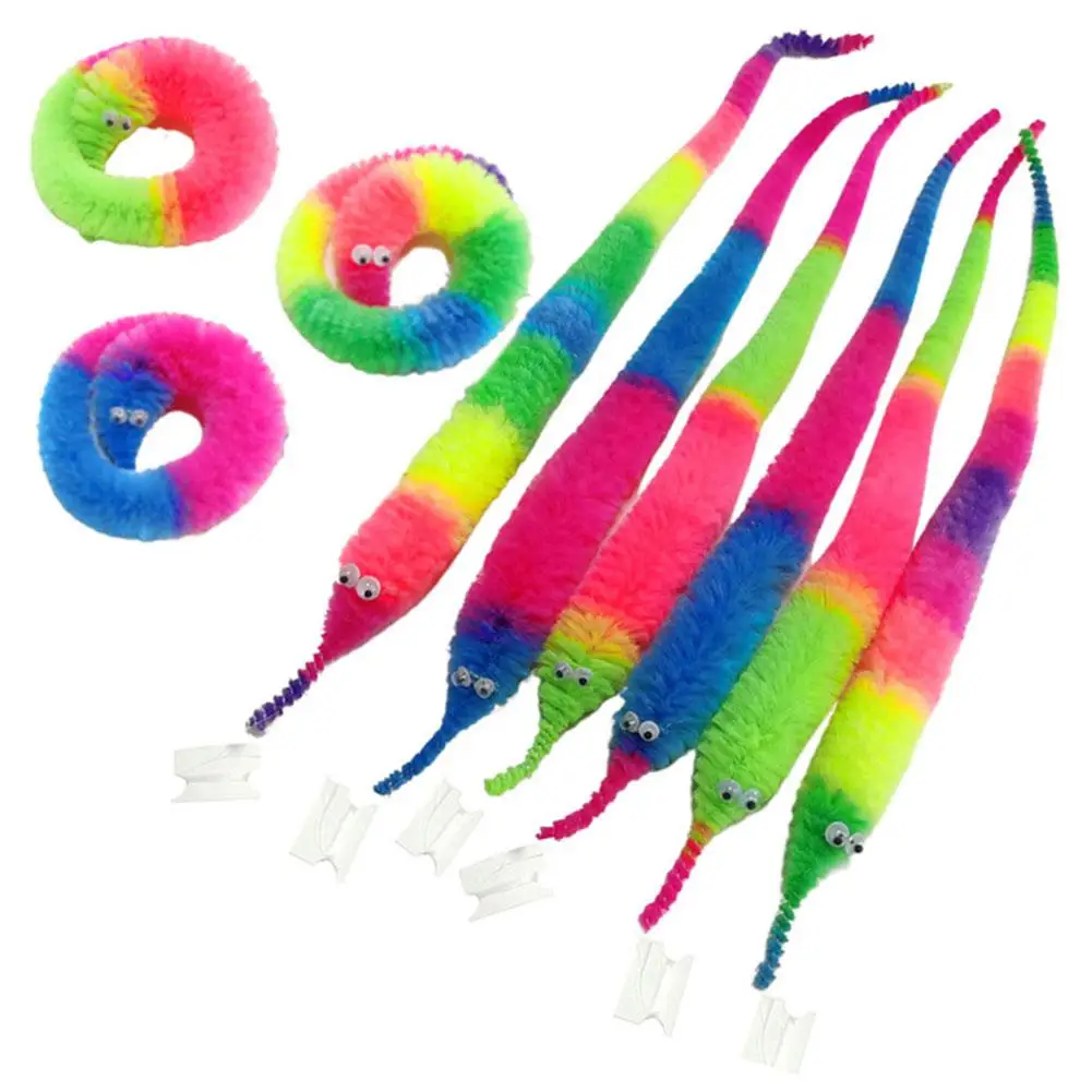 10pcs Funny Worm Magic Props Toys For Children Beginners Wiggly Twisty Worm With Invisible String Party Games Favors Trick Toys