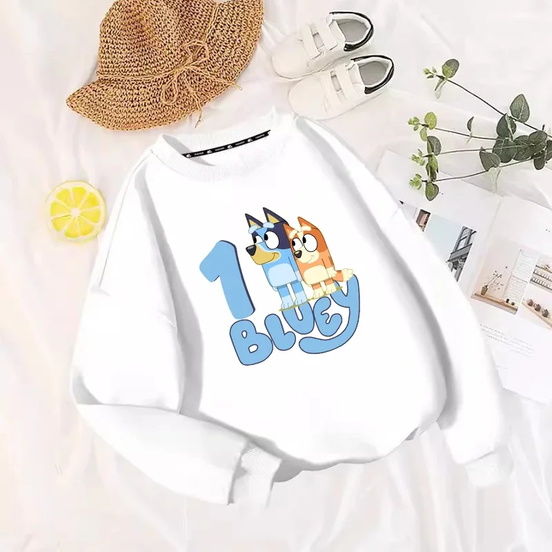 Blueys Bingos Children Birthday T-shirt Long-sleeved Tops Spring/autumn Clothing Kids Bottoming Shirt Crewneck Girl Blouse Gift