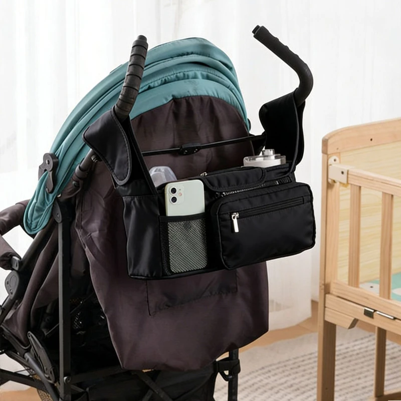 Baby-Kinderwagentasche mit isoliertem Getränkehalter, große Kapazität, Organizer für Kinderwagen, universelle Aufbewahrungstasche zum Aufhängen am Kinderwagen, Wickeltasche. – Detail 6