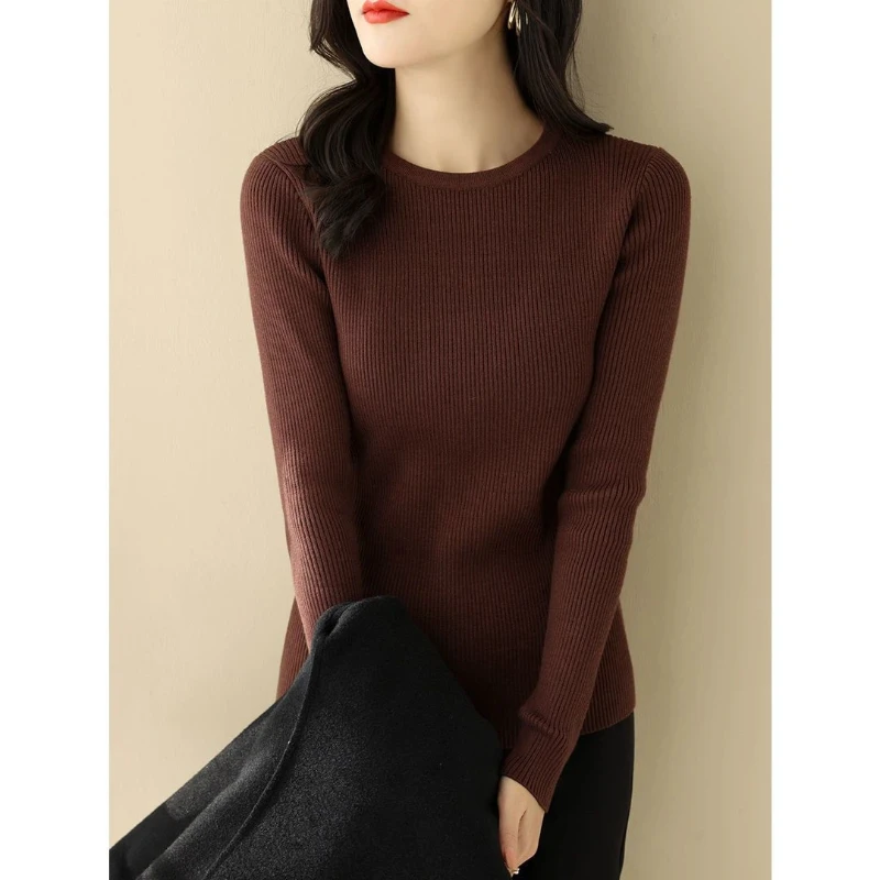 

Женская одежда: вязаные свитера с длинным рукавом, простые, универсальные, винтажные, осенне-зимние, облегающие, элегантные, модные, повседневные.