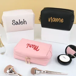 PU Custom Makeup Bag Women's Cosmetic Bag Personalized Embroidery Name Bridesmaid Gifts Proposal Birthday Gift for Best Friend