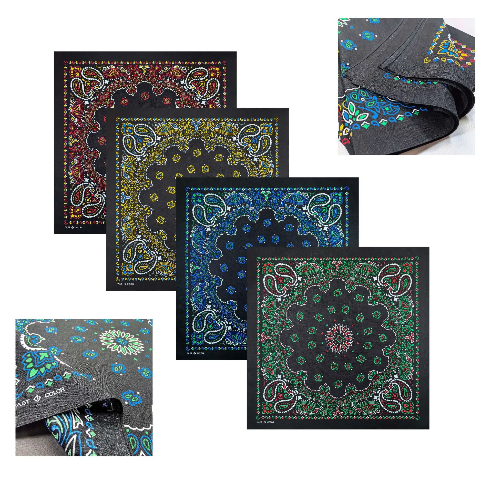 Cotton Cartoon Geometric Scarf Digital Print Bandana for HipHop Dance Cycling Casual Streetwear Multi-Functional Unisex Headwear