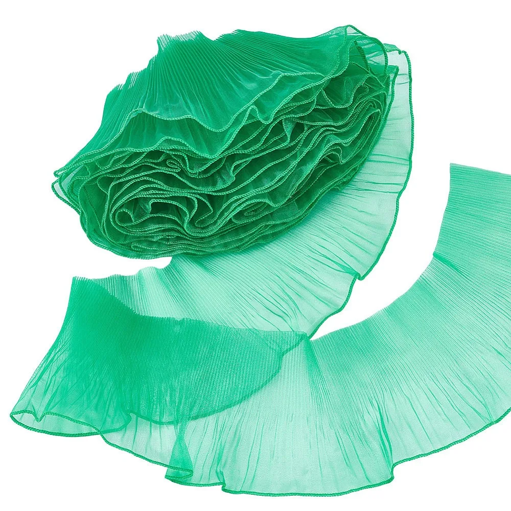Pleated Organza Polyester Ribbon for Dress Collar Edge Wedding Trim Medium Sea Green 5-1/4 inch(132mm)