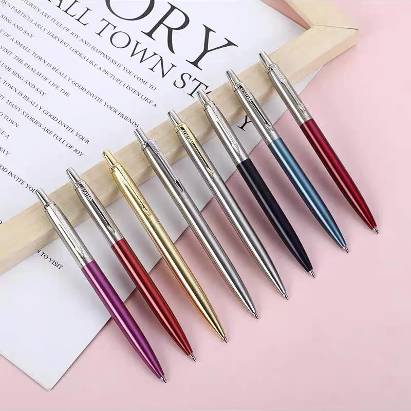 8 Colors Metal Ballpoint Pens Automatic Ball Pen G2 Refill Blue Ink For School Office Stationery Supplies Writing 0.7mm Parker