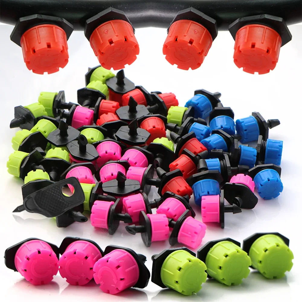 

4-Colour 8-Hole Adjustable Dripper Sprinklers 1/4 Emitter Micro Drip Irrigation Nozzle Garden Plants Hose Watering System