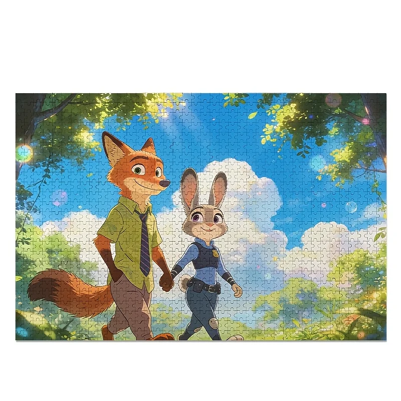 Puzzle de 1000 pièces Disney Zootopia Judy & Nick Wilde - Jeu de correspondance pour adultes, casse-tête stimulant adapté aux âges variés