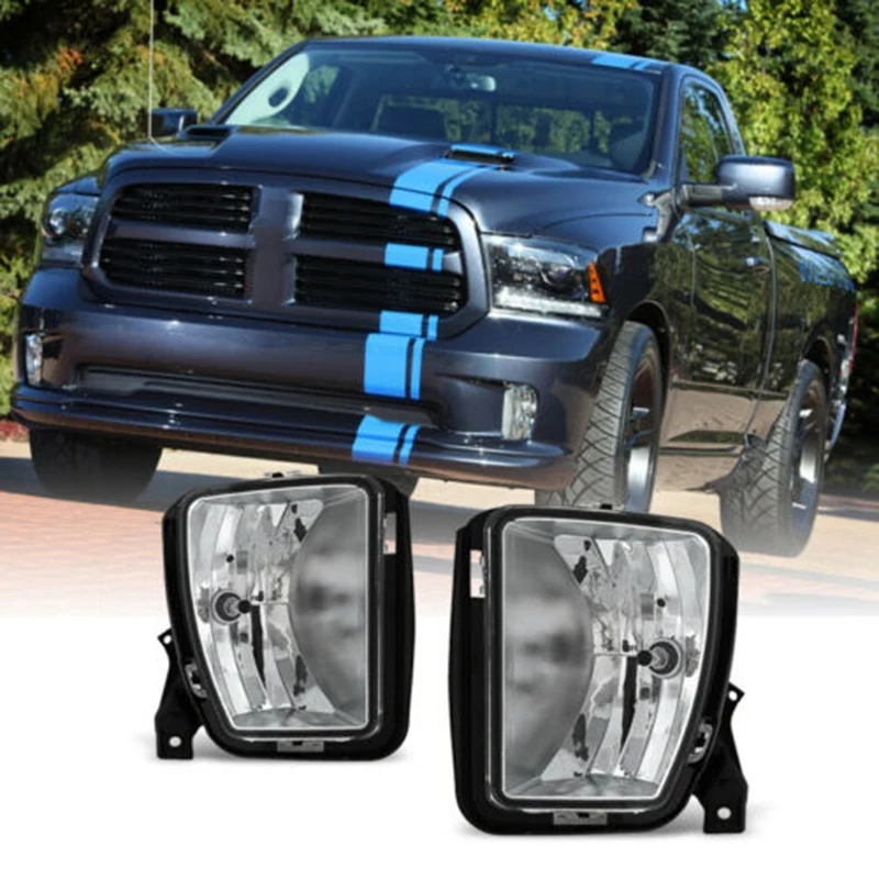 

LED Fog Lights Bumper Driving Fog Lamp Assembly For Dodge Ram 1500 2013-2018 68104821AC Silver