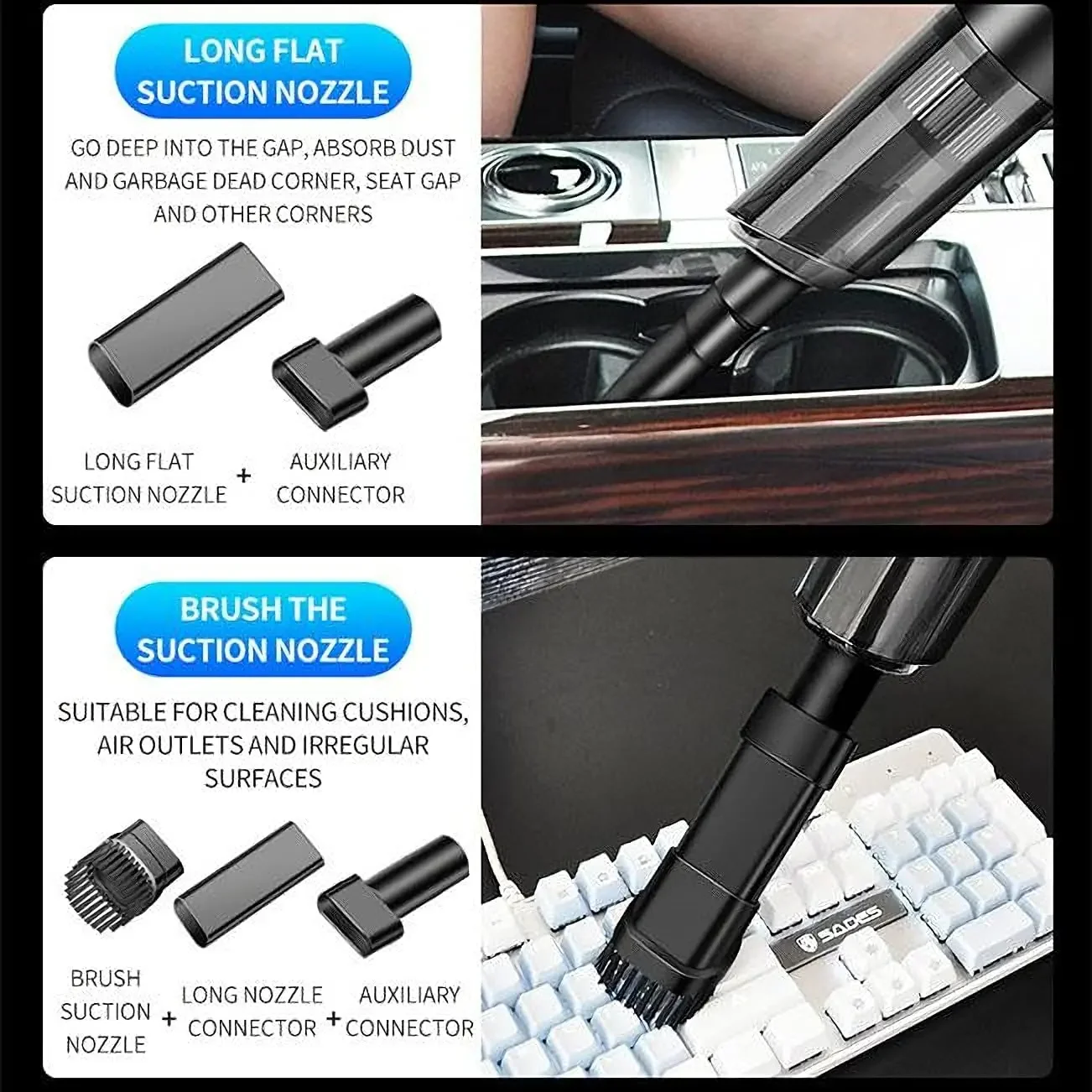 Wireless Car Vacuum Cleaner 120W High Power Portable Dust Cleaner 9000Pa Suction Power