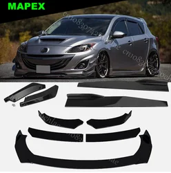 For 2004-21 Mazda 2 3 5 Front Bumper Lip Splitter Spoiler Side Skirt Body Kit Glossy Black