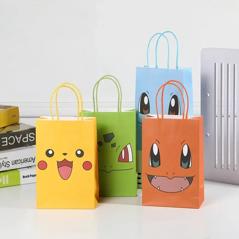 

4pcs/set New Pikachus Squirtle Candy Paper Bag Stand Up Bag Cute Gifts Bag Kraft Paper Favor Paper Shopping Bags