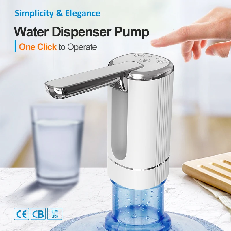 USB Rechargeable Outdoor Portable Electric Water Pump One Key Switch Auto Water Dispenser for Camping Water Tank