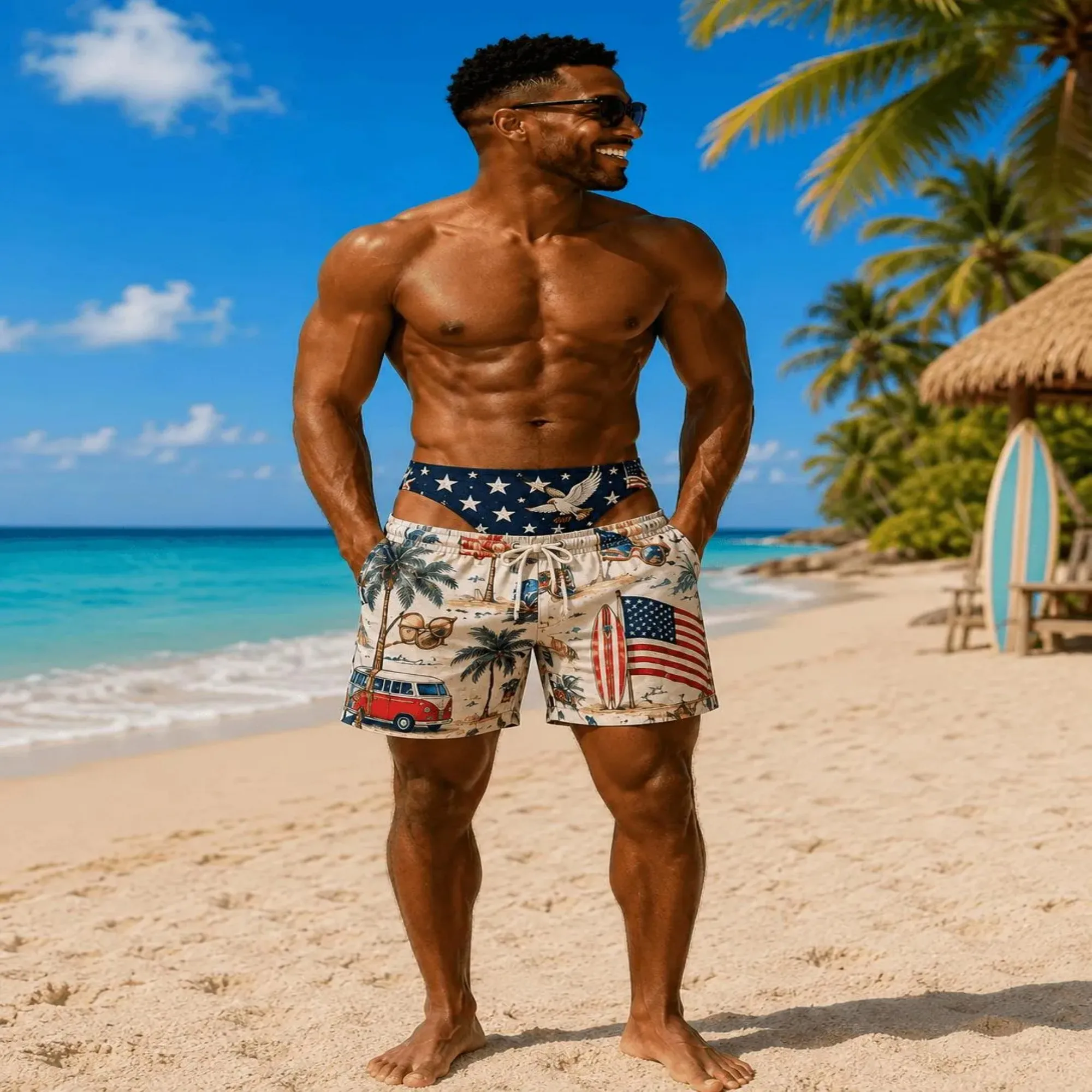 Funny Men Swim Trunks, Gag Gift for Him, Big Booty Beach Shorts for boyfriends, Bachelor Party Bathing Suit, Funny Gift