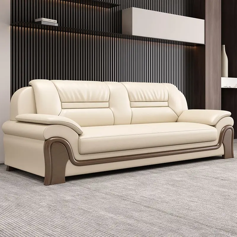 Minimalist leather office coffee table and sofa