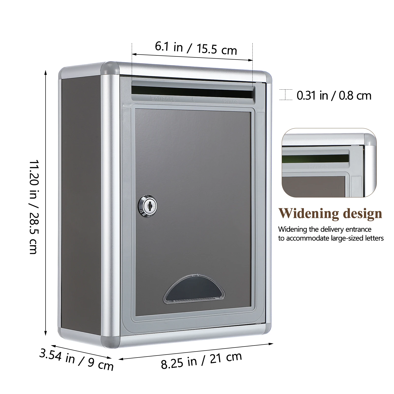 صندوق بريد من سبائك الألومنيوم، صندوق اقتراحات صغير مثبت على الحائط وقابل للقفل، صندوق بريد إبداعي للاستخدام المنزلي في مكتب المجتمع #3