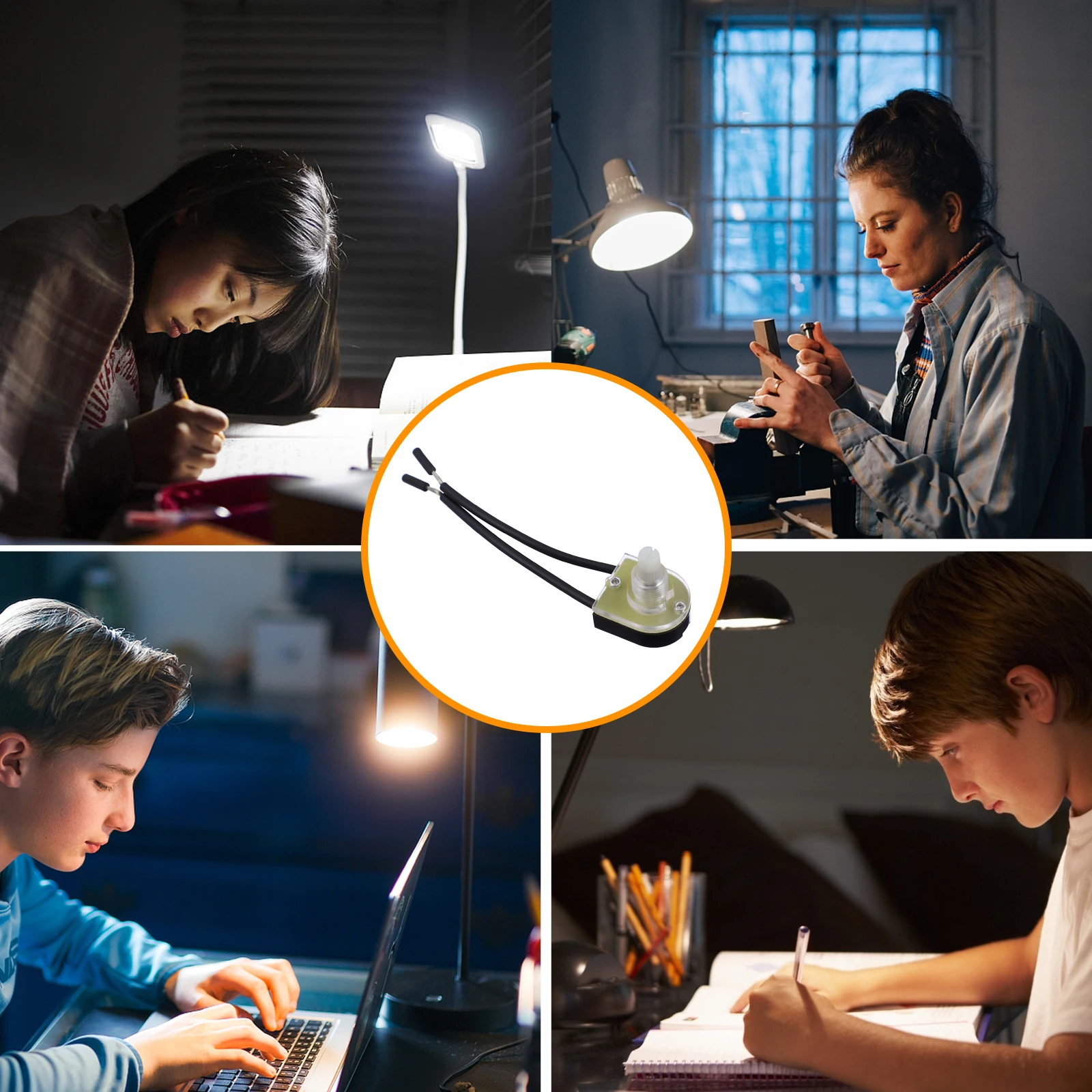 

4pcs Lamp Rotary Switch Wall Lamp Knob Ceiling Light Durable Copper Plastic Environmentally Safe Easy Installation Silver