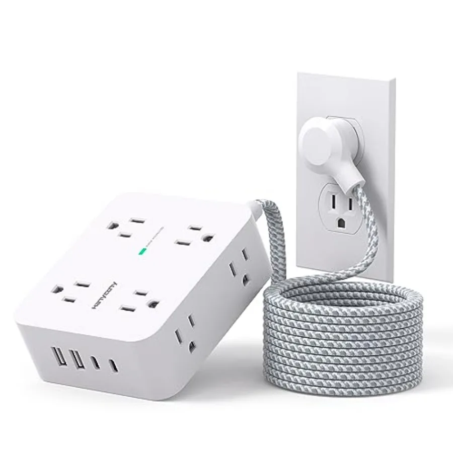 

Удлинитель-сетевой фильтр 7,6 м с 8 розетками, 4 USB-портами и 2 USB-C портами, с длинным кабелем, для настенного и настольного монтажа, USB-зарядка