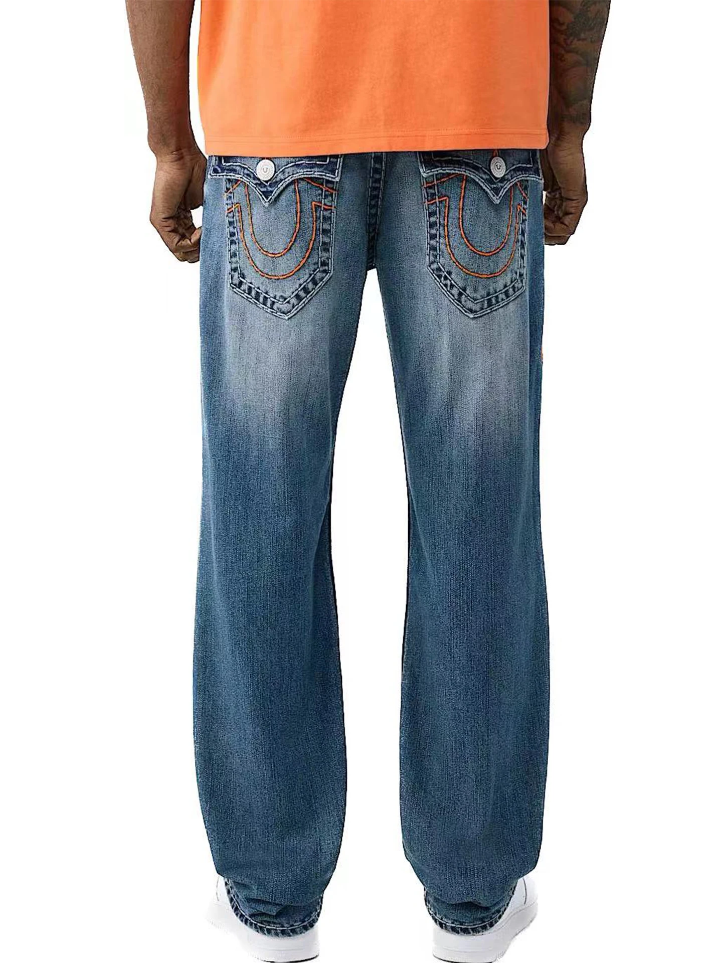 

American Style Faithful Men's Jeans Loose Straight Leg Large Buddha Embroidery Vintage Cotton Denim Pants Youth Fashion