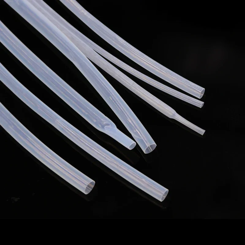 1/5/10m PTFE Shrink Tube Transparent 0.5mm ~ 15mm 1.7:1 Shrinkage  260℃ 600V High Temperature Pipe Shrink Tubing For Wires