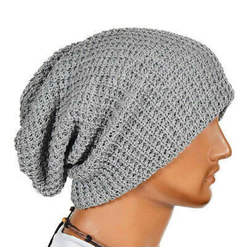 Hip Hop Knitted Hat Women'S Winter Warm Casual Acrylic Slouchy Hat Crochet Ski Beanie Hat Female Soft Baggy Skullies Beanies Men