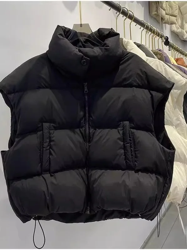 

Korean Sle Autumn Winter Thiened Cotton Vest Zipper ort Bread ape Warm Layered Loose Top Women's Faion Outerwear