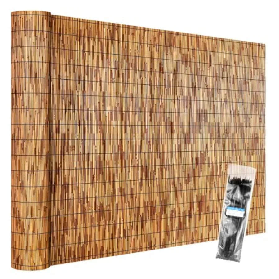 

Натуральные рулонные ограждения из тростника 4.6FT X 16.4FT, штора-экран из тростника, бамбуковое ограждение для улицы, двора, патио, коричневый цвет